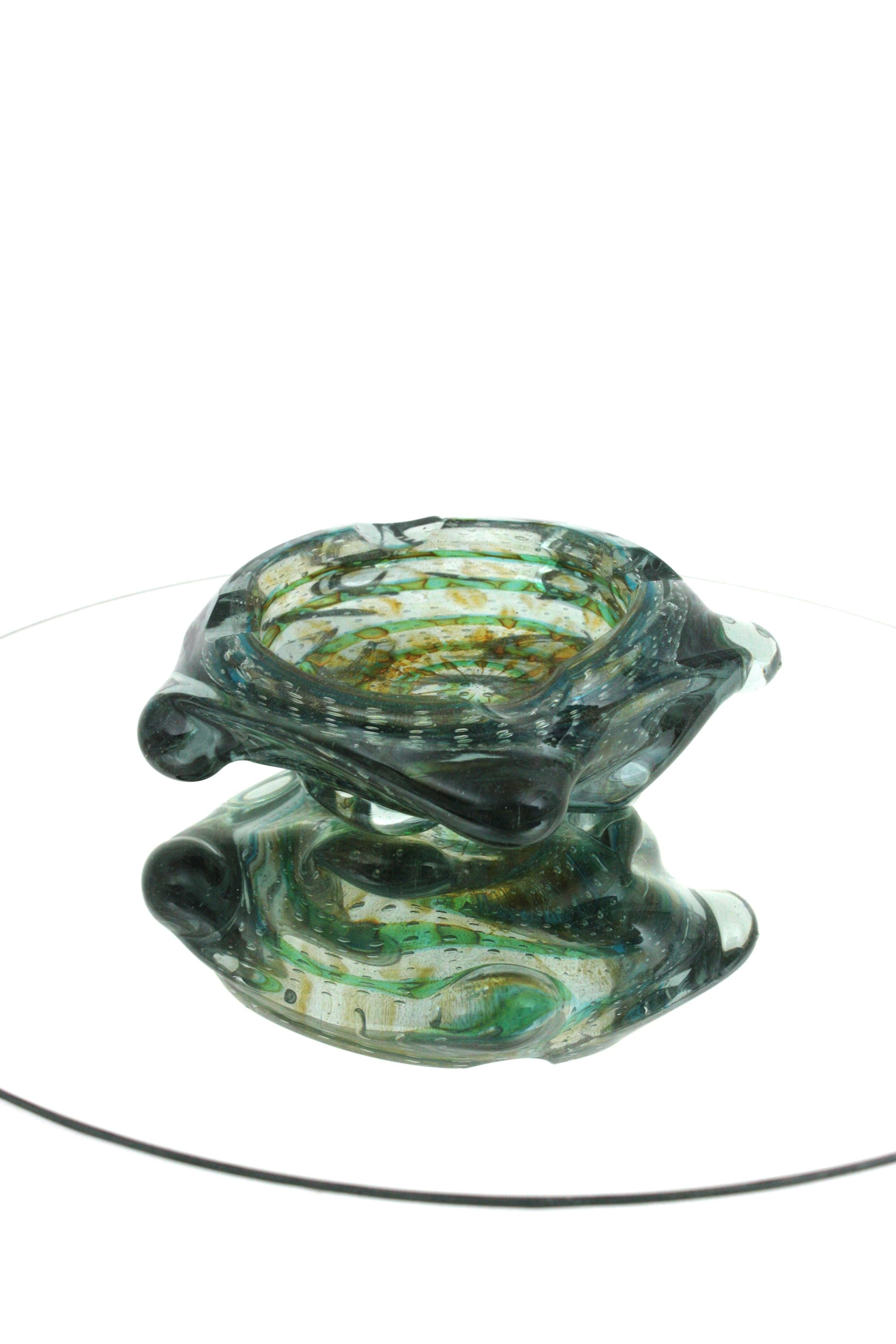 Carlo Scarpa Gold Flecks Murano Art Glass Bowl, Italy, 1950s For Sale 3