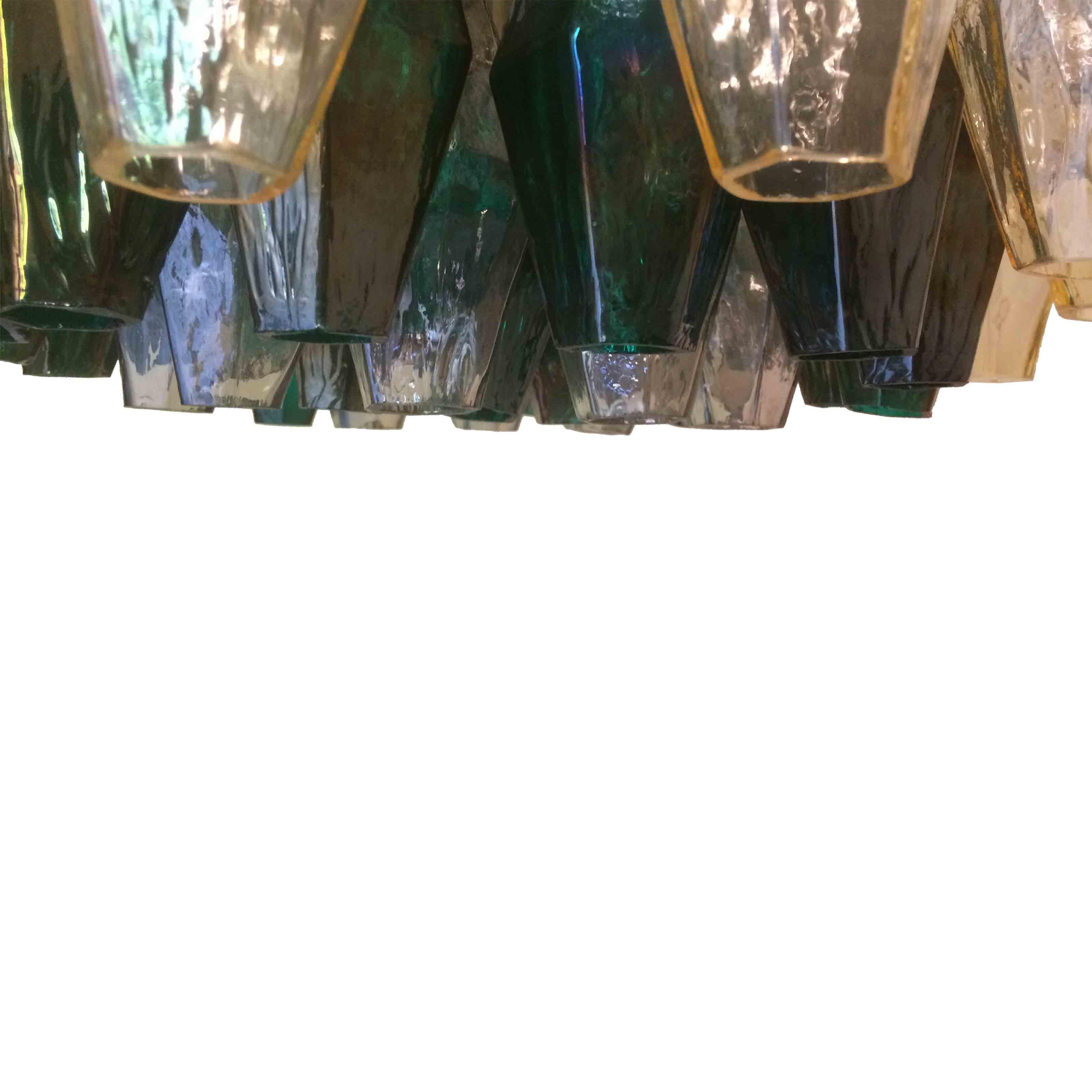 Verre Lustre en verre opalin de Murano vert Poliedri de Carlo Scarpa pour Venini, 1958 en vente