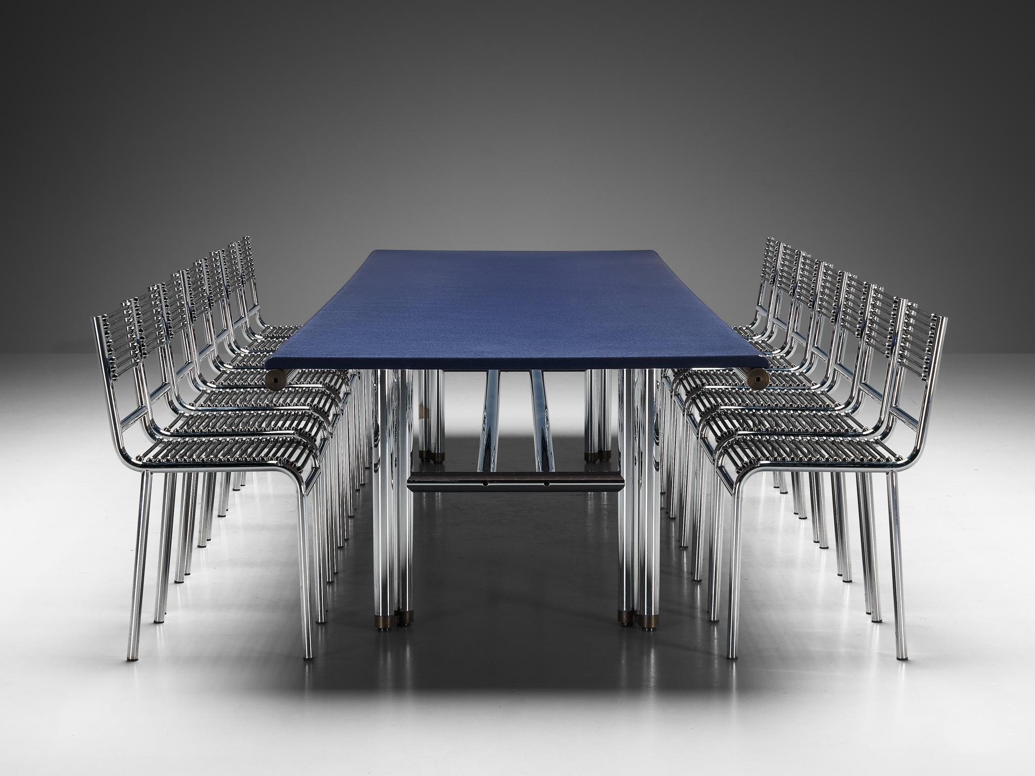Steel Carlo Scarpa & Hiroyuki Toyoda Table with René Herbst Sandows Dining Chairs  For Sale