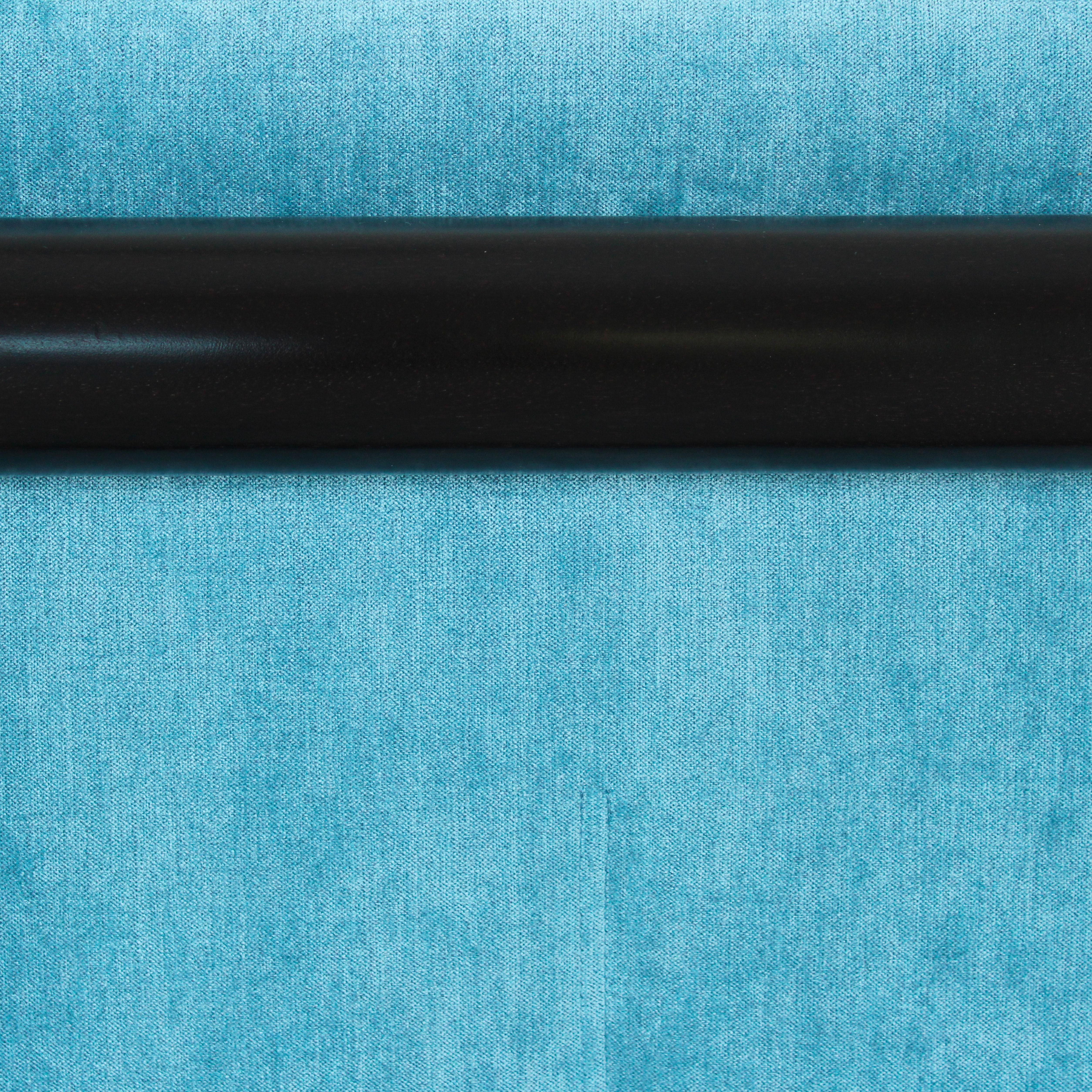 Carlo Scarpa Iroko Wood and Azure Velvet Cornaro Sofa for Studio Simon, 1974 For Sale 7