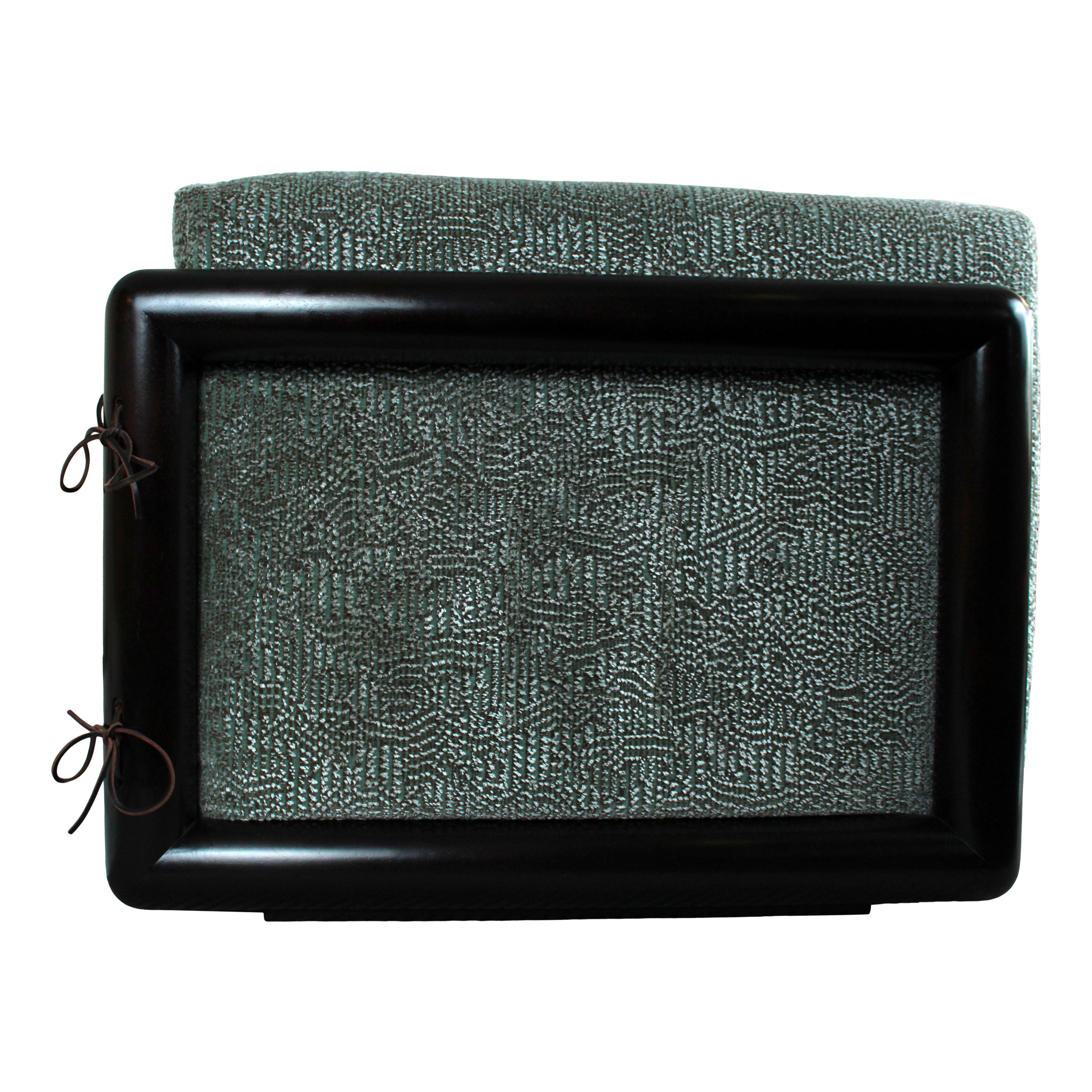 Carlo Scarpa Sofá Cornaro de madera de iroko y terciopelo jacquard para Studio Simon, 1974 finales del siglo XX en venta