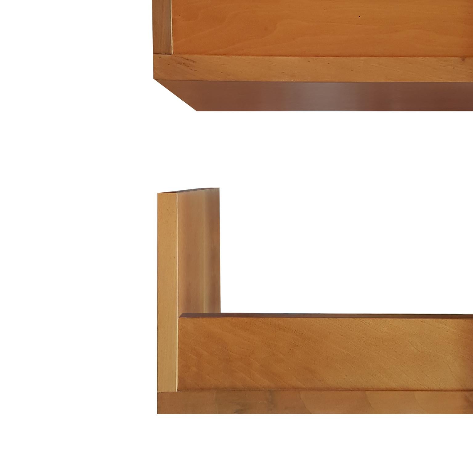 Steel Carlo Scarpa Italian Bernini Natural Walnut Bookcase with White Metal Uprights