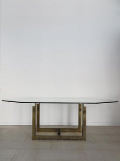 Carlo Scarpa Italian Sarpi Brass Glass Dining Table for Simon Gavina, 1980s