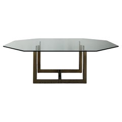 Carlo Scarpa Italian Sarpi Brass Glass Dining Table for Simon Gavina, 1980s