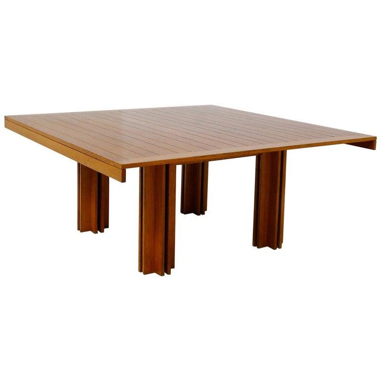Carlo Scarpa Italian Wooden Table for Gavina Model "Quatour", 1970s