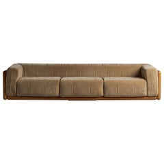 Carlo Scarpa, Large "Cornaro" Sofa, Ash, Mohair, Italy, 1970s