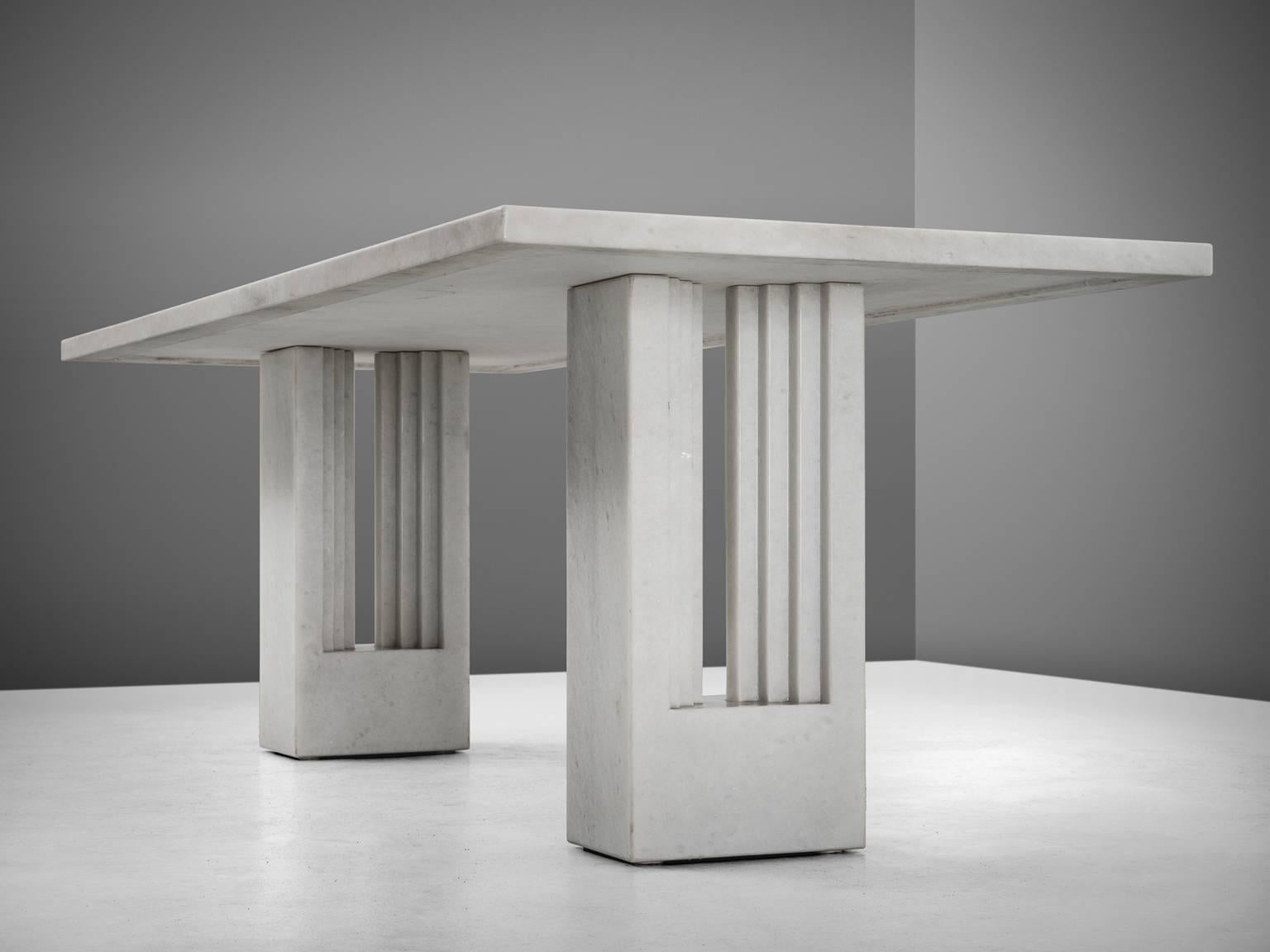 Mid-Century Modern Carlo Scarpa and Marcel Breuer 'Delfi' Table in Marble