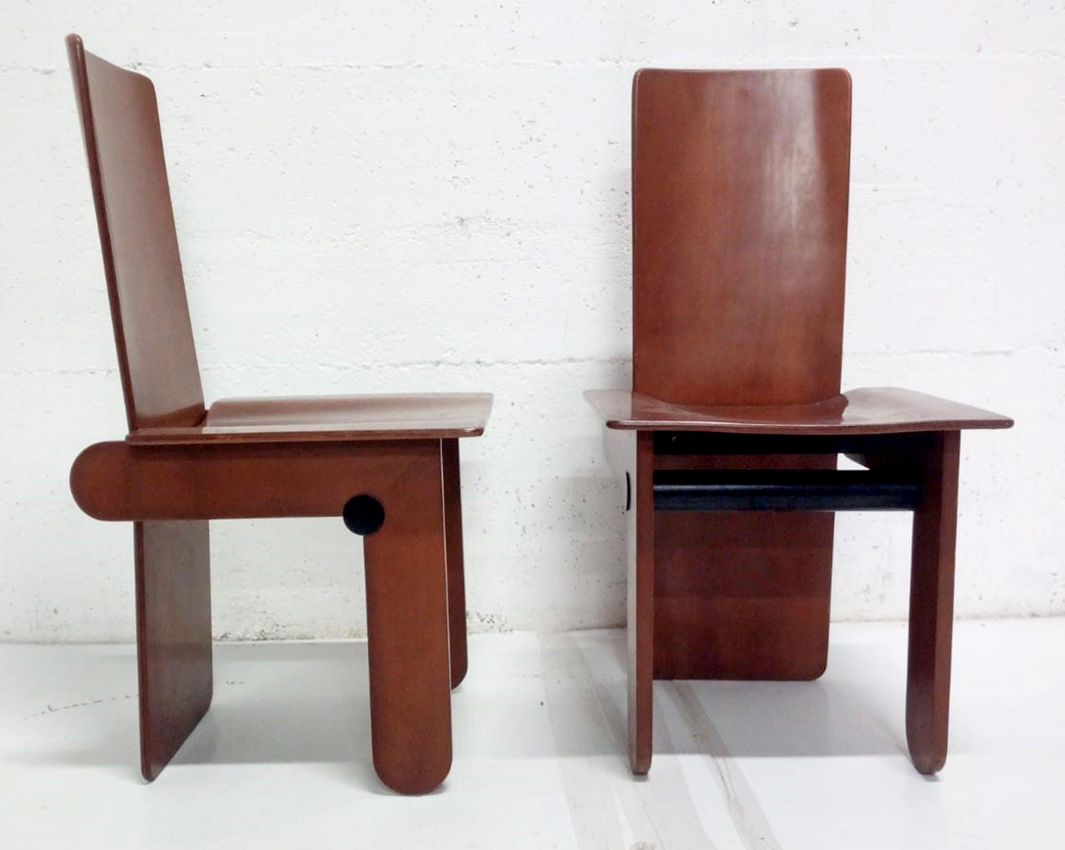 Ebonized Carlo Scarpa Mid-Century Modern Italian Dining Chairs for Gavina, 1974