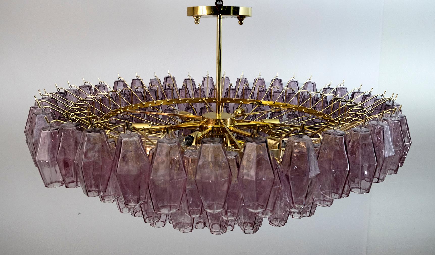 Italian Carlo Scarpa Mid-Century Modern Murano Glass Poliedri Chandelier by Venini