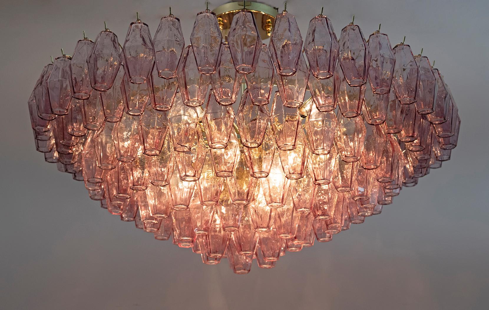 Carlo Scarpa Mid-Century Modern Murano Glass Poliedri Chandelier by Venini In Good Condition In Puglia, Puglia