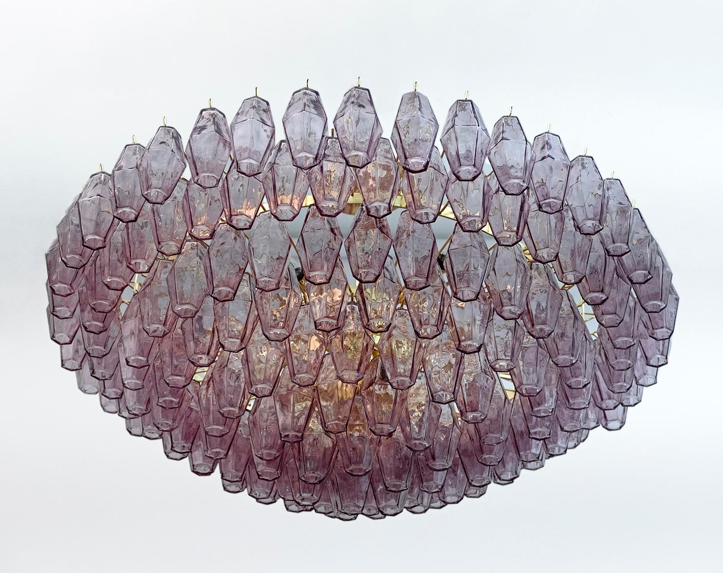Carlo Scarpa Mid-Century Modern Murano Glass Poliedri Chandelier by Venini For Sale 1