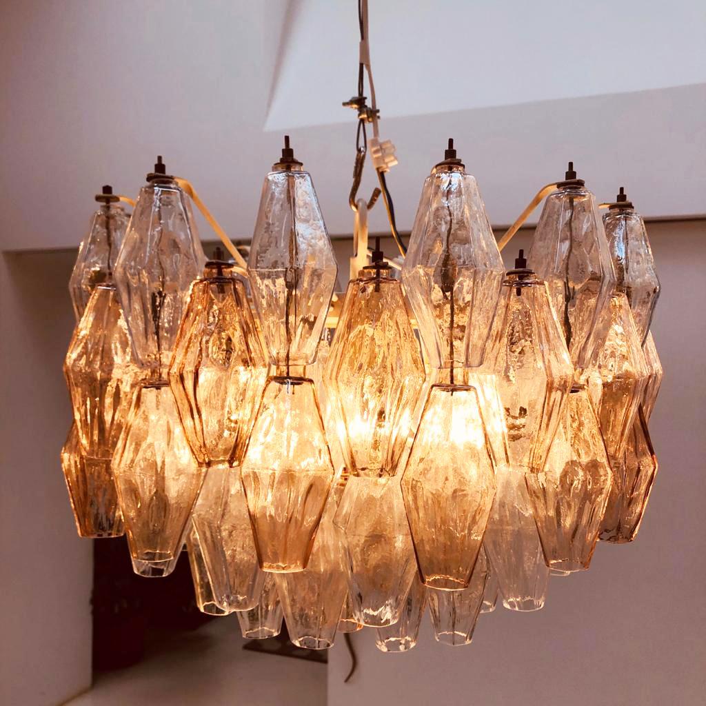Carlo Scarpa Mid-Century Modern Venini Pair of Murano Glass Poliedri Lamps For Sale 7