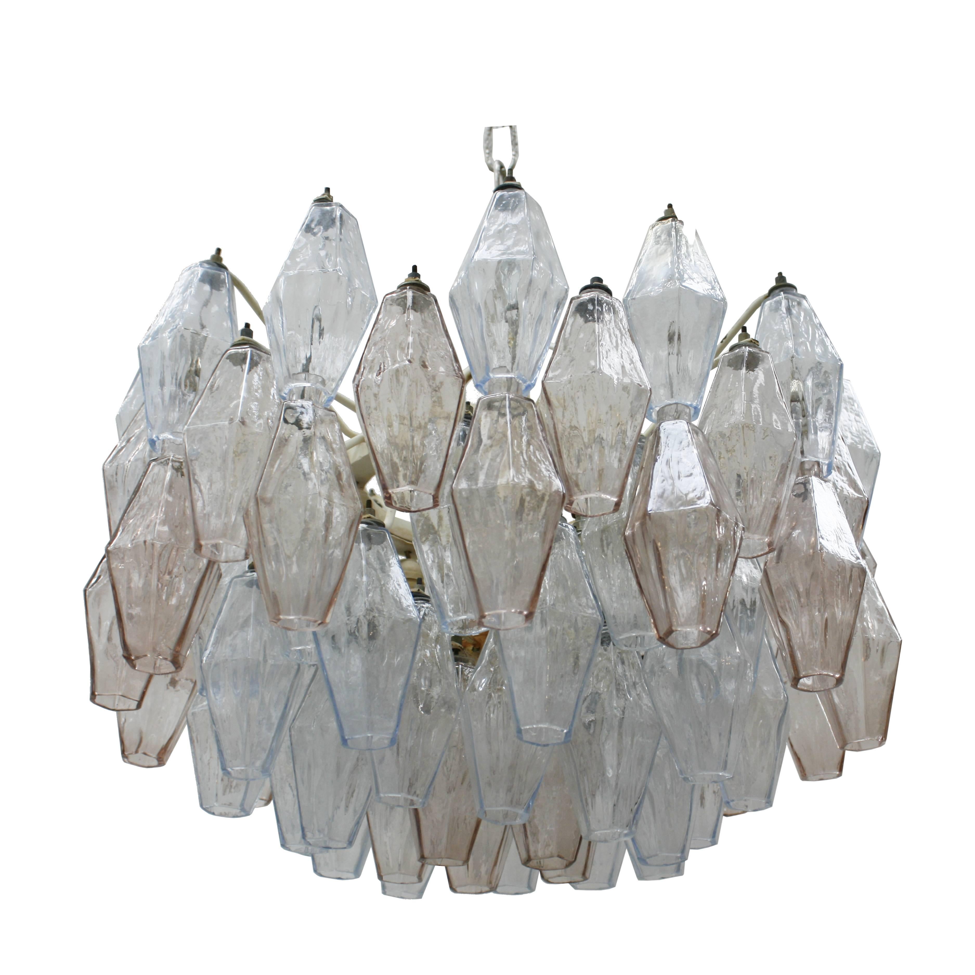 Italian Carlo Scarpa Mid-Century Modern Venini Pair of Murano Glass Poliedri Lamps For Sale