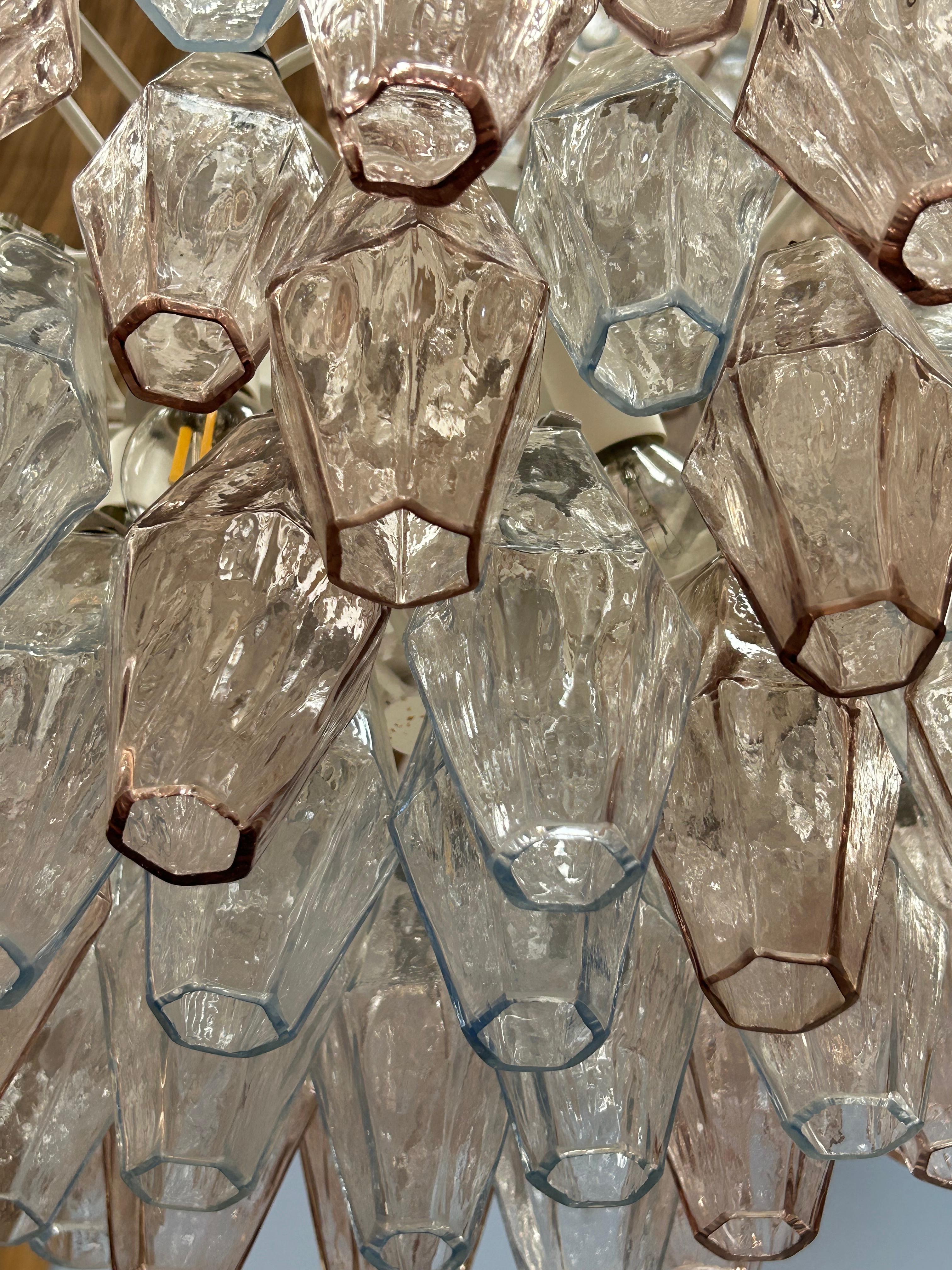 Metal Carlo Scarpa Mid-Century Modern Venini Pair of Murano Glass Poliedri Lamps For Sale