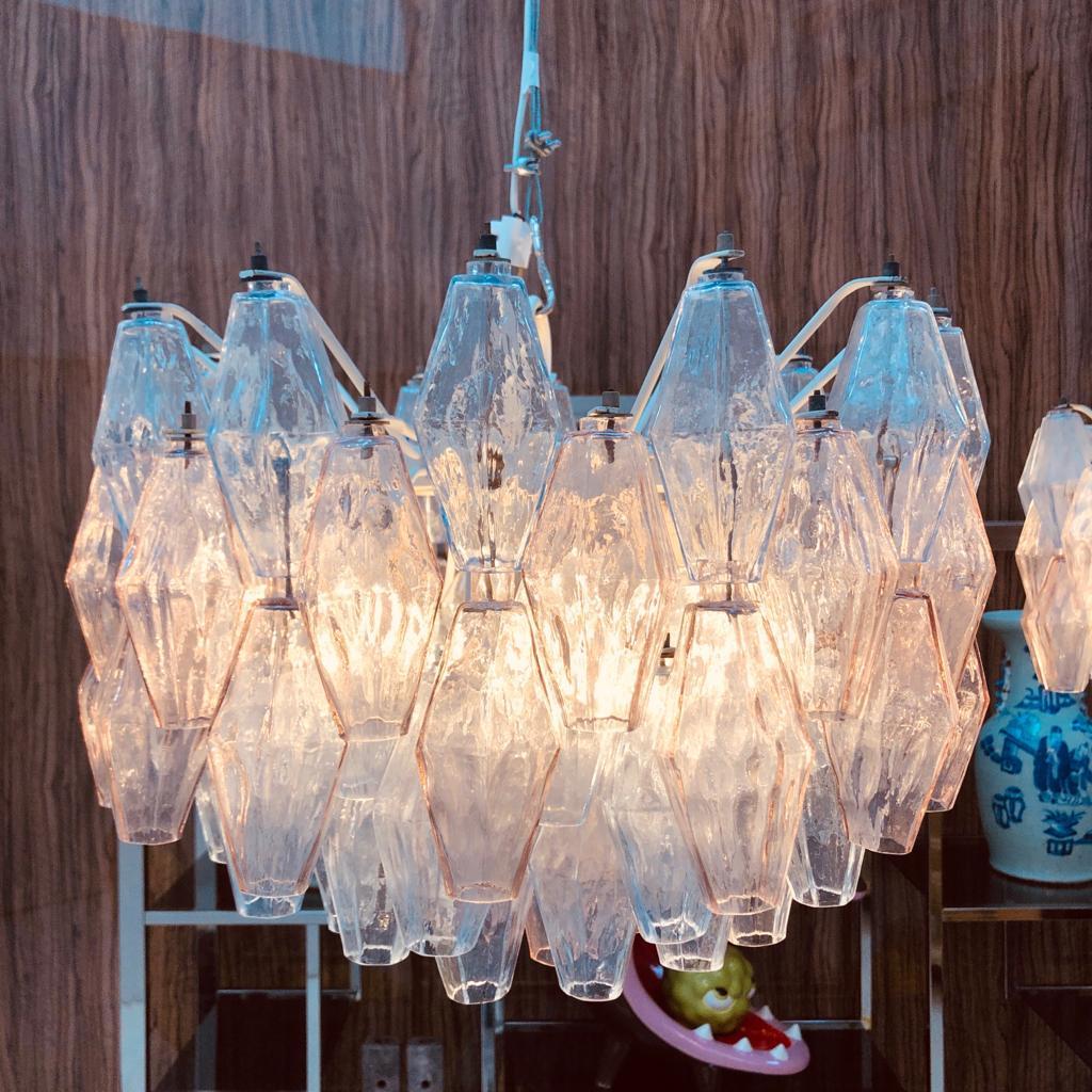 Carlo Scarpa Mid-Century Modern Venini Pair of Murano Glass Poliedri Lamps For Sale 6