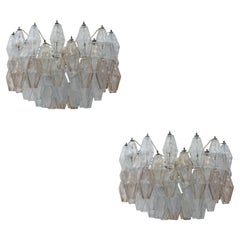 Carlo Scarpa Mid-Century Modern Venini Paar Murano Glas Poliedri Lampen