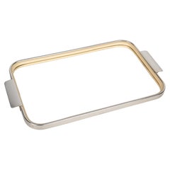 Carlo Scarpa Midcentury Aluminum Italian Serving Tray with Mirror Top, 1960s