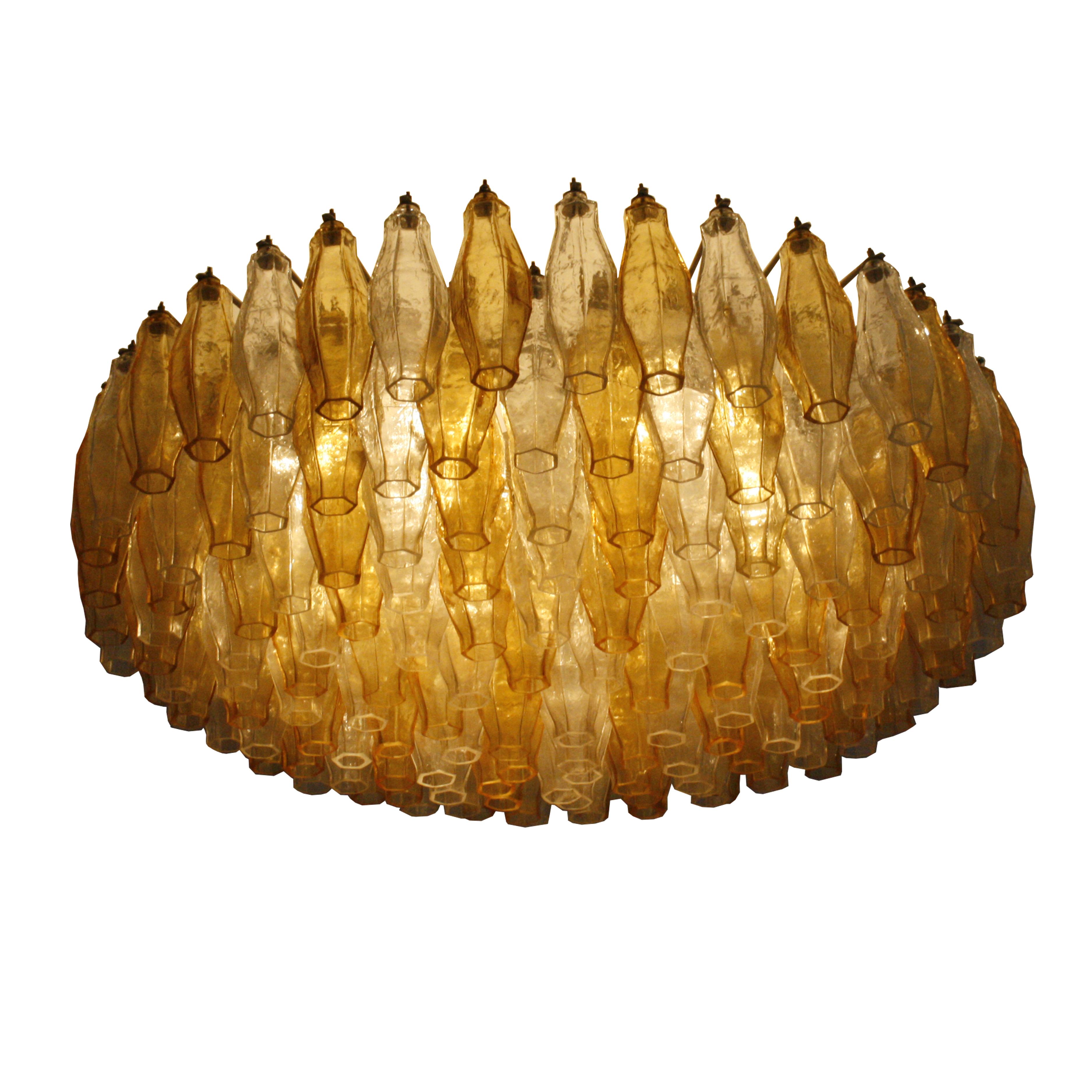 Mid-Century Modern Carlo Scarpa Midcentury Poliedri Murano Glass Italian Pendant Lamp