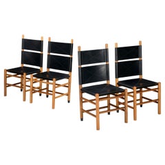 Carlo Scarpa model "Kentucky" rare dining chairs for Bernini, Italy, 1980s