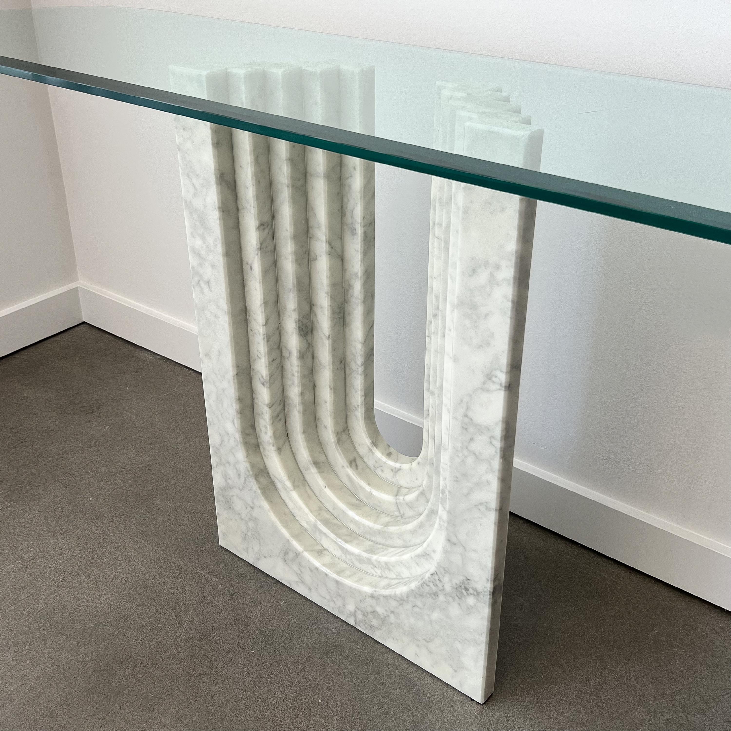 Carlo Scarpa Modern Marble and Glass Console Table for Cattelan Italia 3