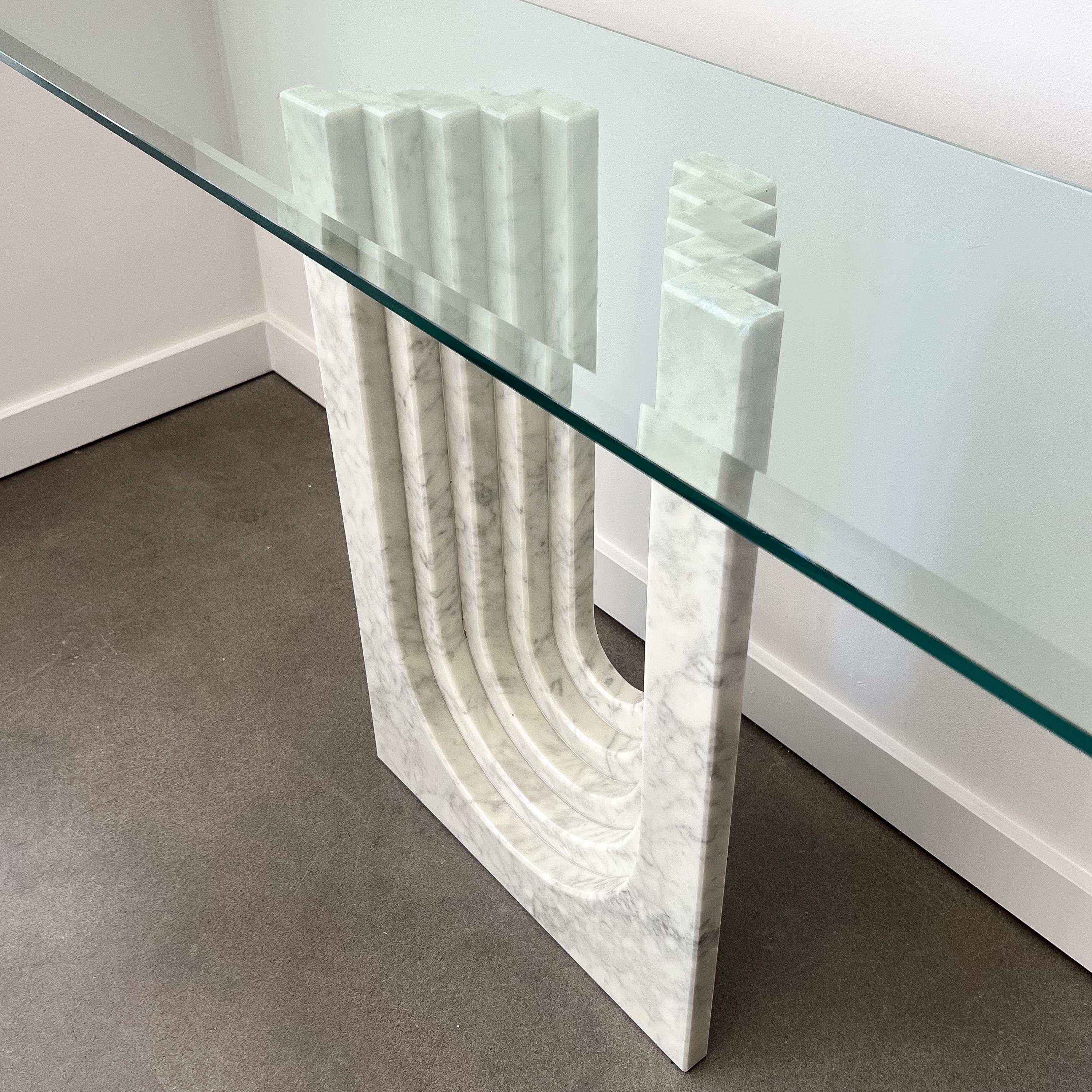 Carlo Scarpa Modern Marble and Glass Console Table for Cattelan Italia 4