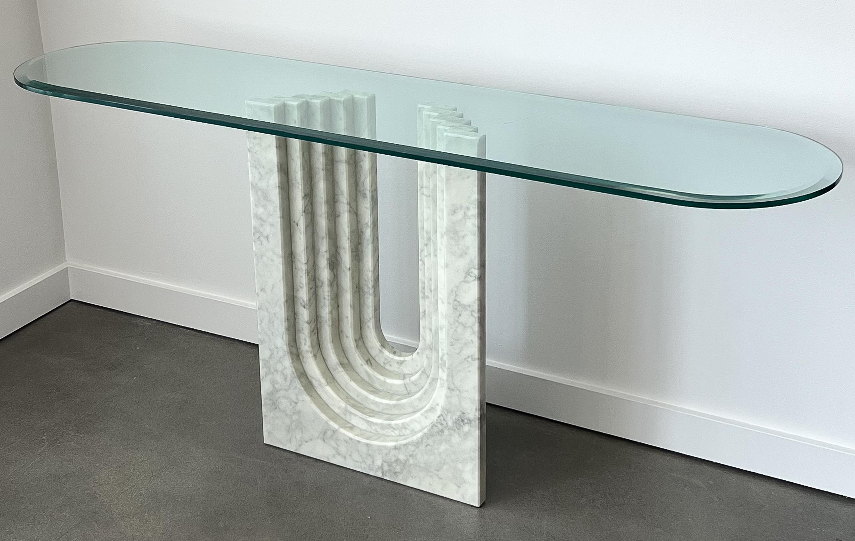 Carlo Scarpa Modern Marble and Glass Console Table for Cattelan Italia In Good Condition In Chicago, IL
