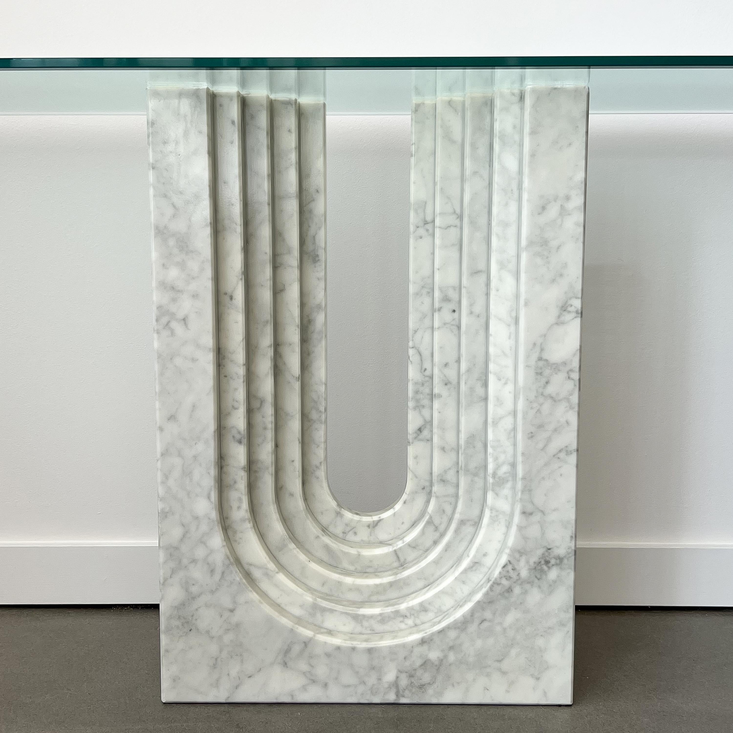 Late 20th Century Carlo Scarpa Modern Marble and Glass Console Table for Cattelan Italia