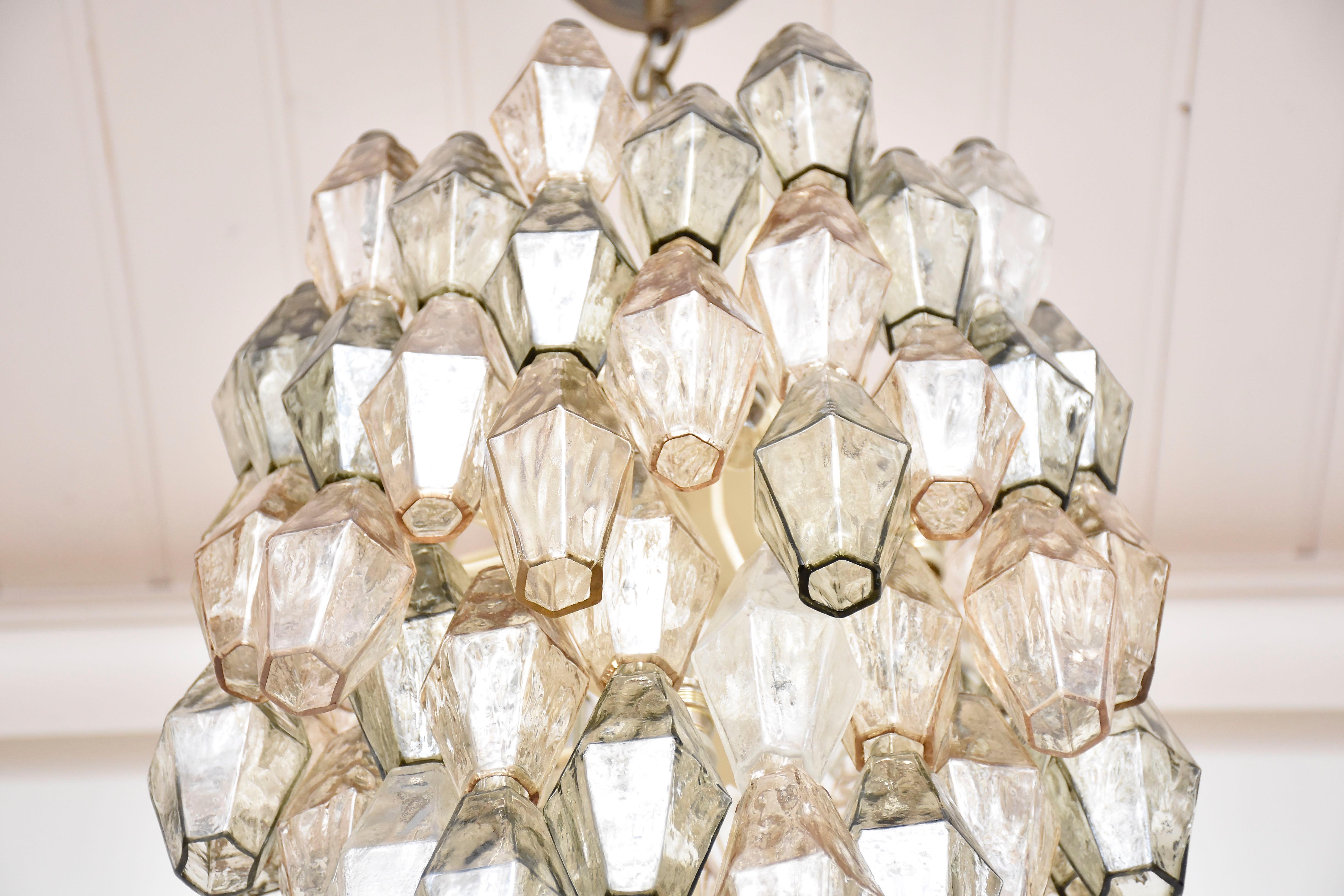 Carlo Scarpa Murano chandelier Poliedri by Venini In Good Condition For Sale In SON EN BREUGEL, NL