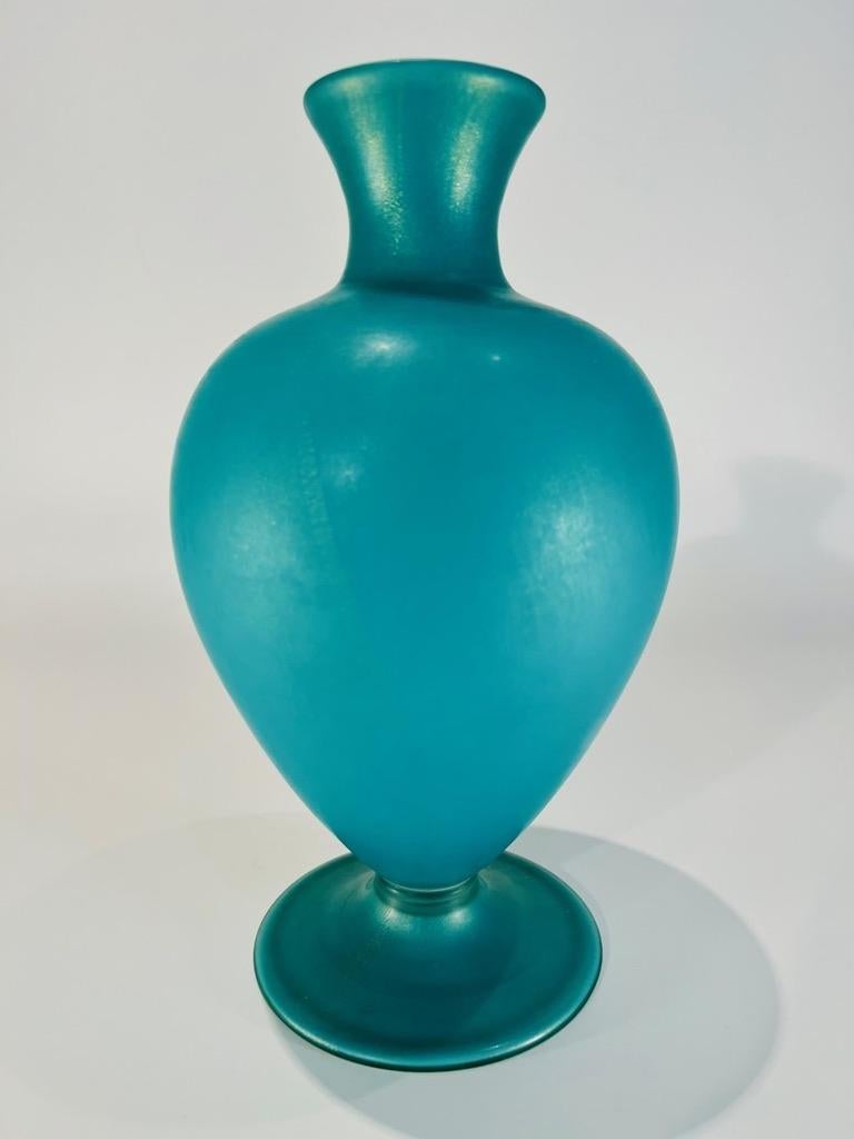Incredible, in the style of Carlo Scarpa Murano glass blue with gold circa 1930 vase.