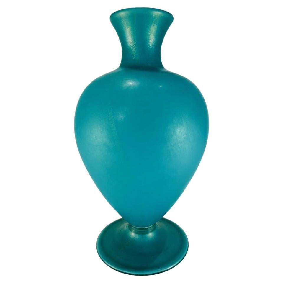 Carlo Scarpa Murano glass blue with gold circa 1950 vase. For Sale