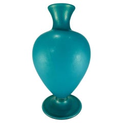 Vintage Carlo Scarpa Murano glass blue with gold circa 1950 vase.