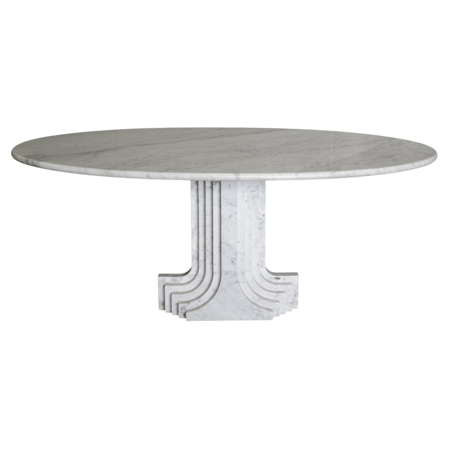 Sculptural Carrara Marble Oval Dining Table by Cattelan Italia, Italy