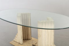 Carlo Scarpa  dining Table beige  travertine and Glass Italy 1970