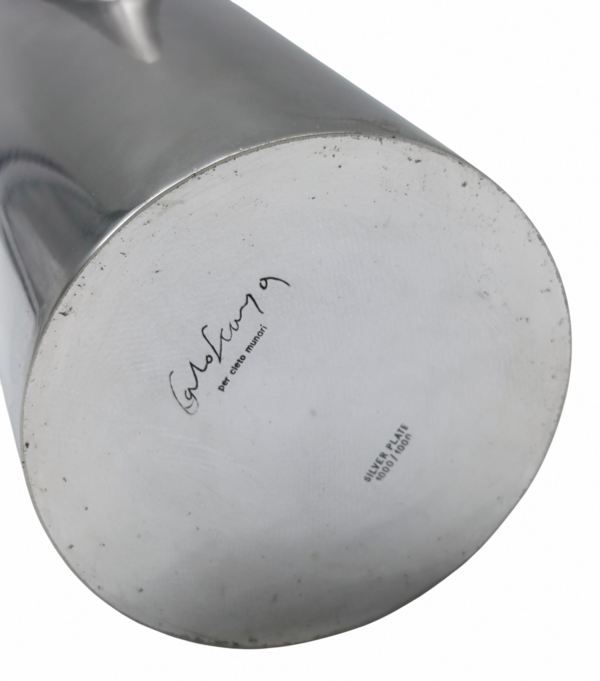 Fine XX secolo Carlo Scarpa per Cleto Munari Caraffa in silverplate, Firmata, Italia 1970s in vendita