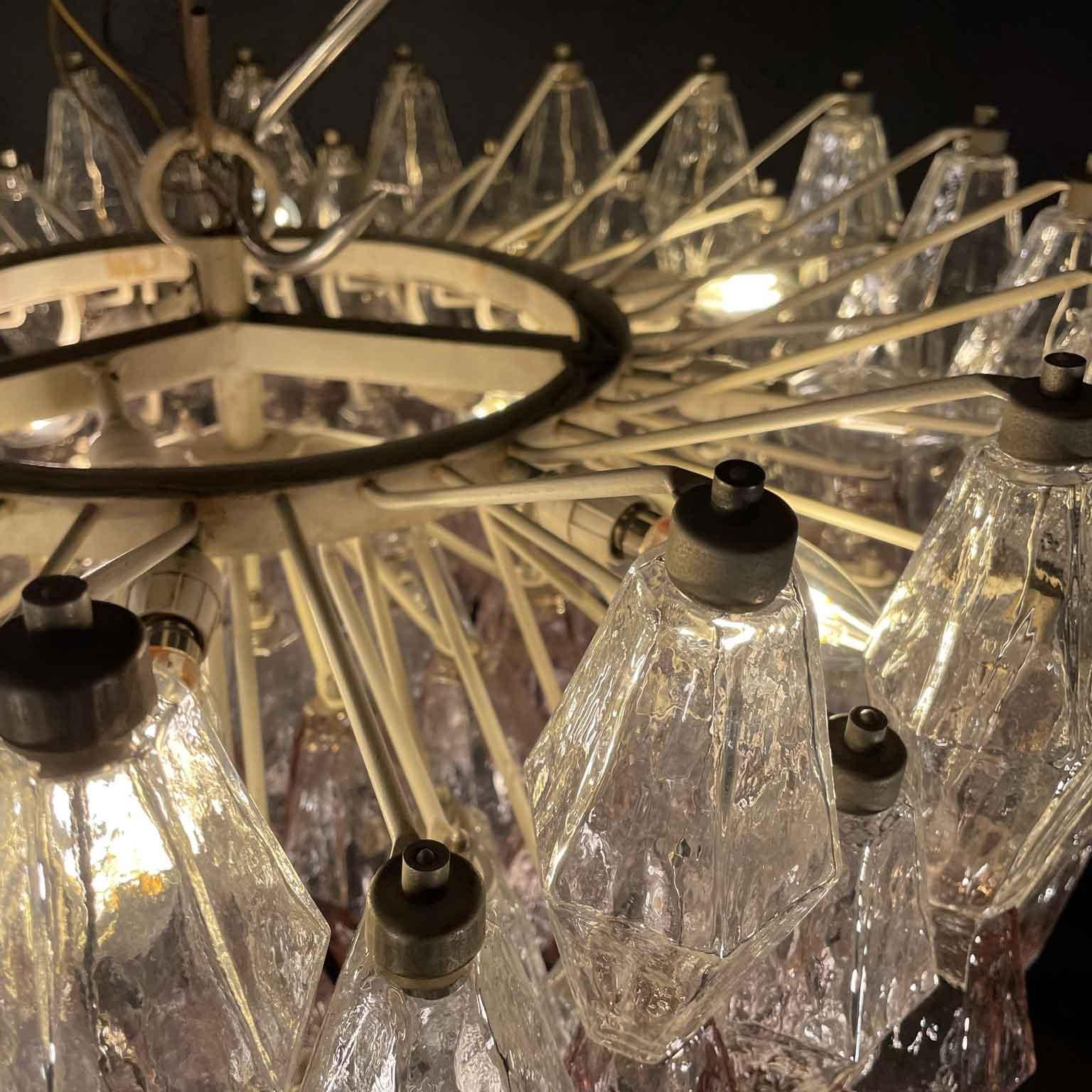 Carlo Scarpa Per Venini Poliedri Lampadario in Vetro di Murano 13 Luci 1960 3