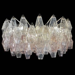 Carlo Scarpa für Venini Poliedri Muranoglas Kronleuchter 13 Lichter 1960