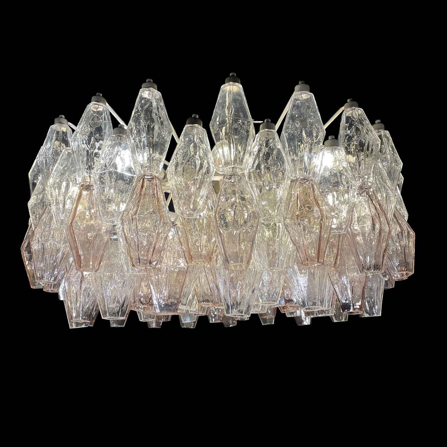Italian Carlo Scarpa Per Venini Poliedri Lampadario in Vetro di Murano 13 Luci 1960