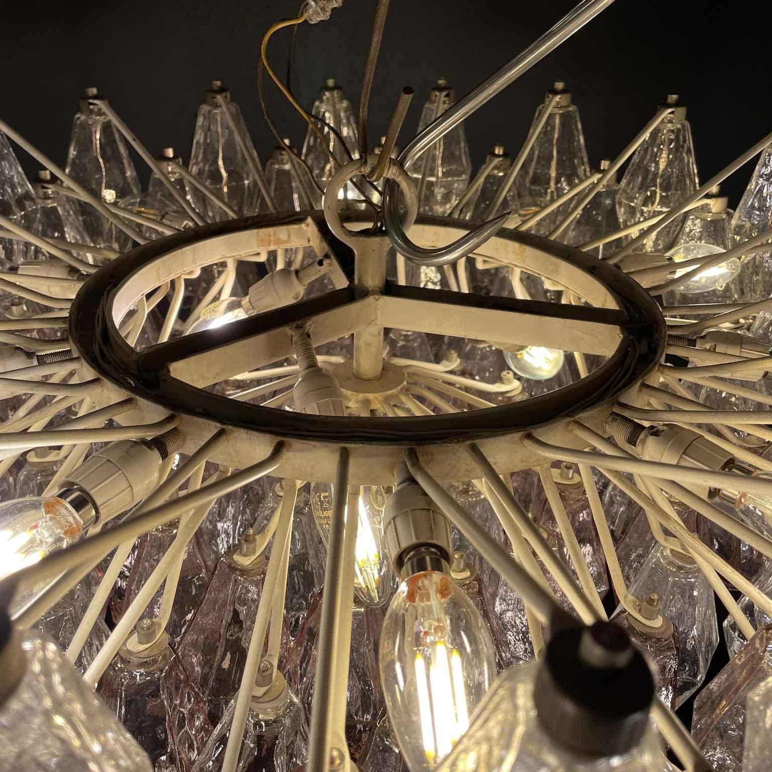 Carlo Scarpa Per Venini Poliedri Lampadario in Vetro di Murano 13 Luci 1960 1