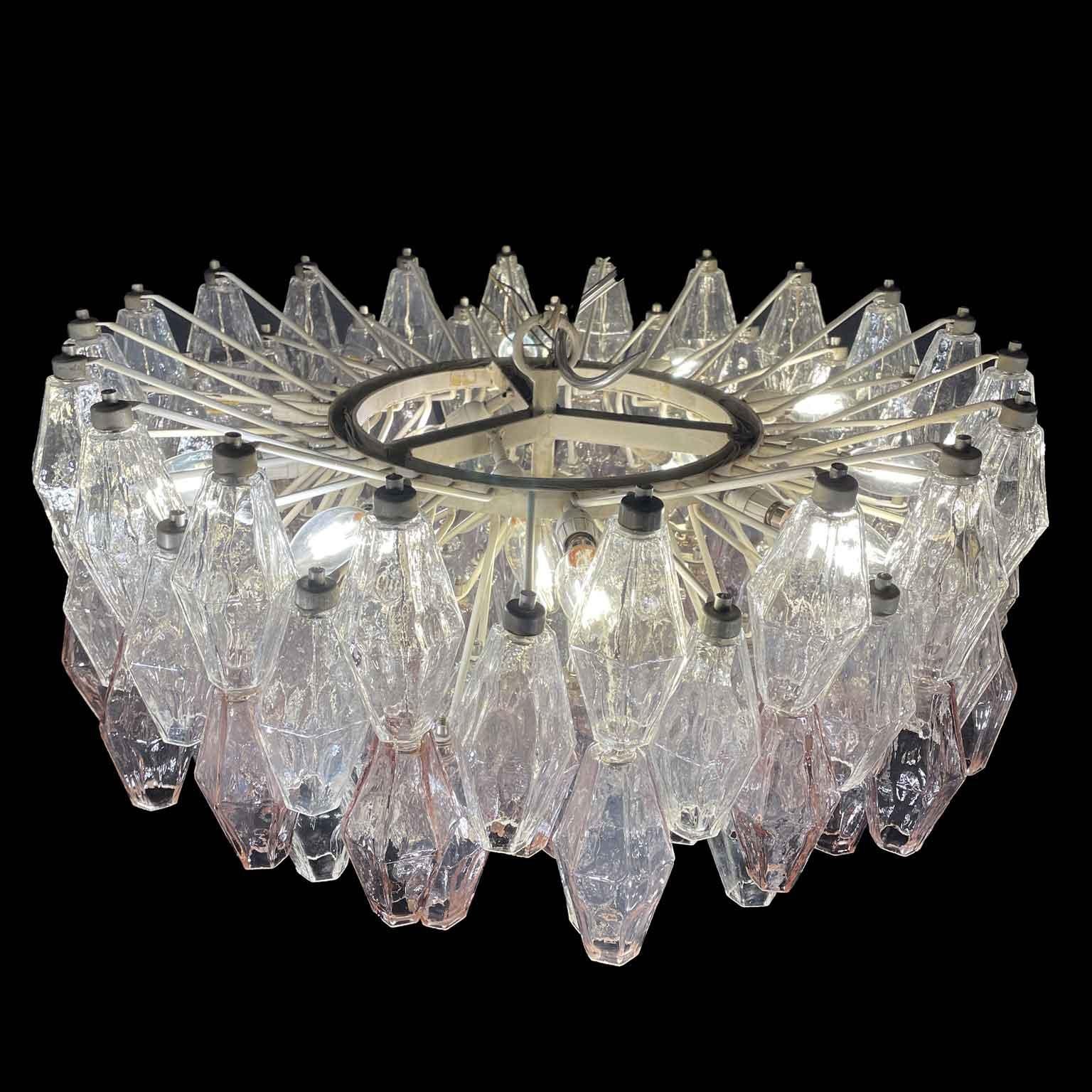 Carlo Scarpa Per Venini Poliedri Lampadario in Vetro di Murano 13 Luci 1960 2