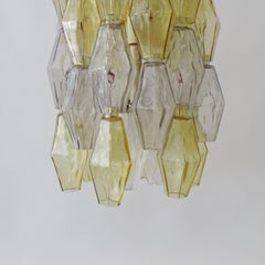Carlo Scarpa Poliedri Ceiling Lamp for Venini in Yellow and Grey, Italy 1950s