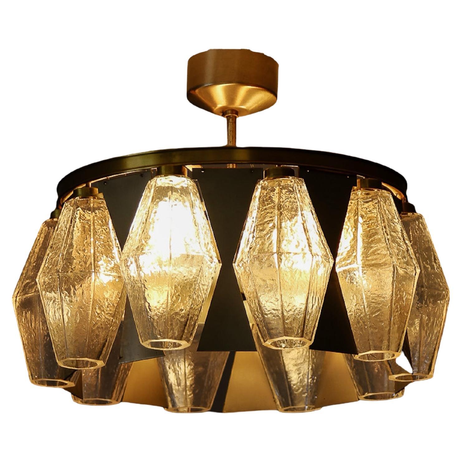 Carlo Scarpa Poliedri Glass Pendant Lamp, Italy, 1960s For Sale