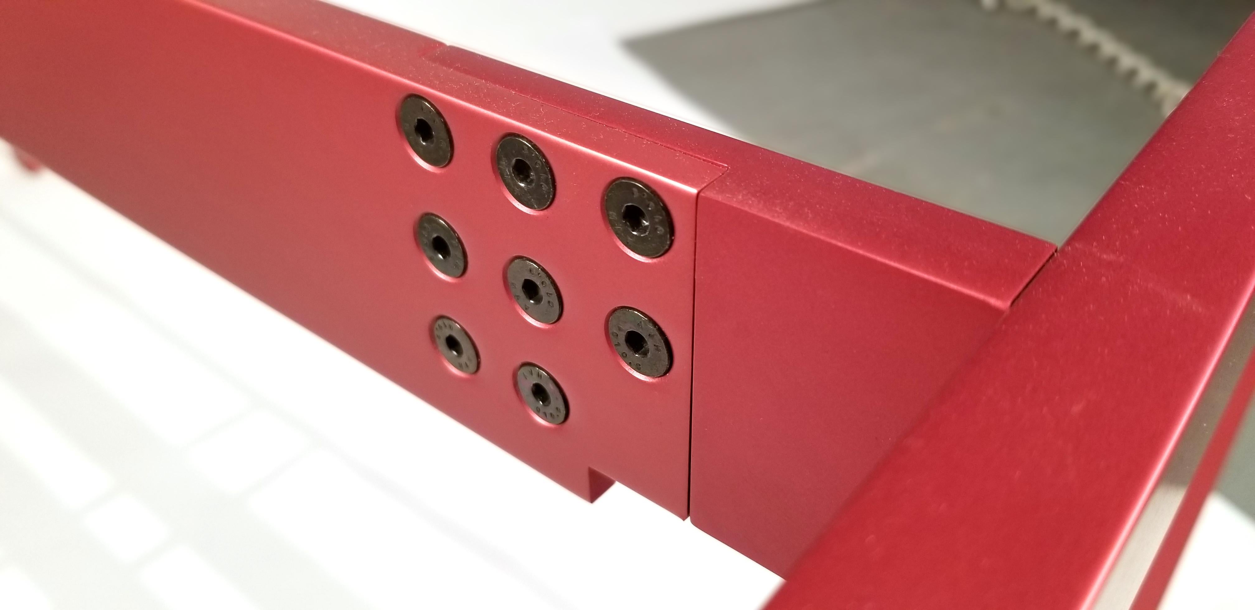 Italian Carlo Scarpa Red Anodized Architectural 'Doge' Dining Table for Cassina Simon