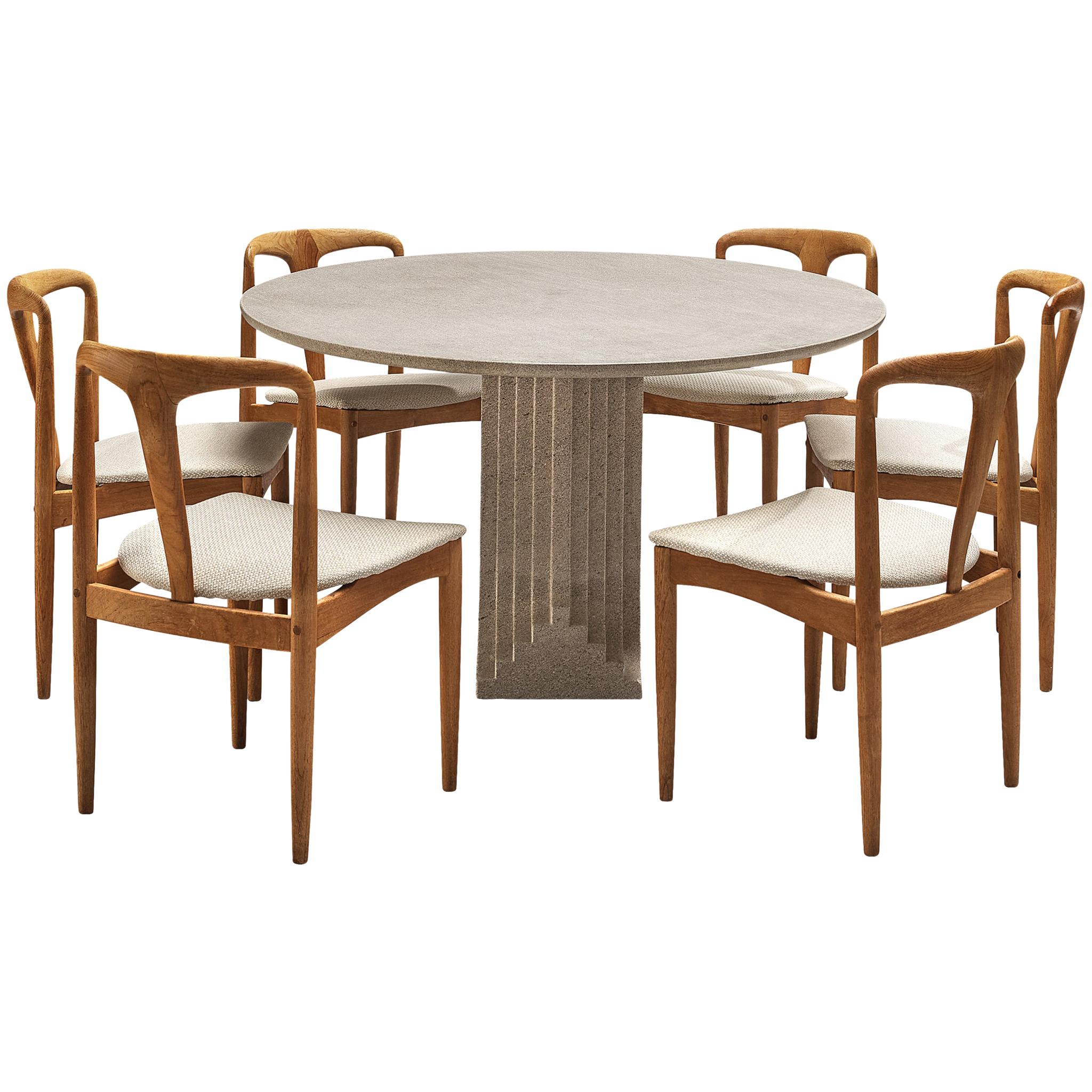 Carlo Scarpa ‘Samo’ Dining Table in Granit and J. Andersen ‘Juliane’ Chairs