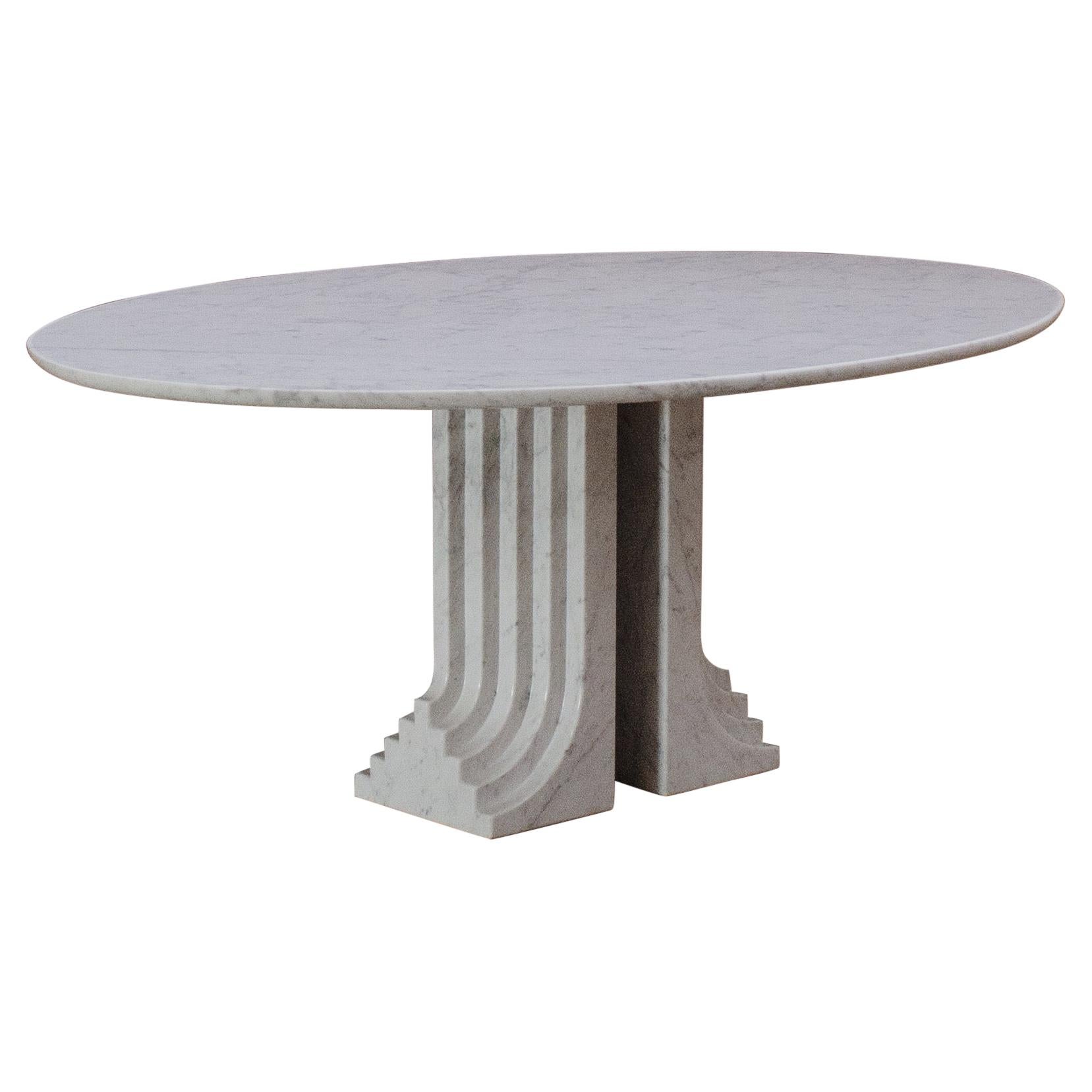 Carlo Scarpa "Samo" Oval Table for Simon Gavina in White Carrara Marble, 1971