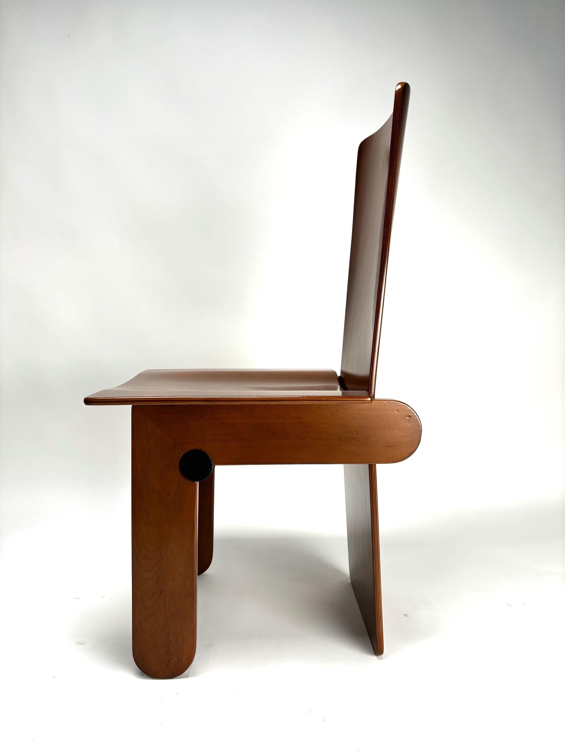 Carlo Scarpa, Set of 6 Wooden Chairs for Gavina, Italy 1970s For Sale 4