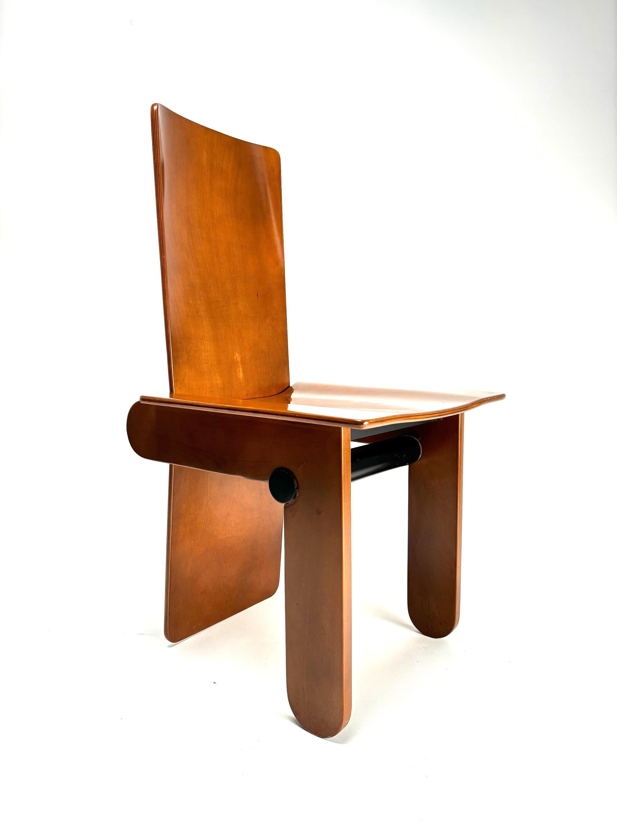 Carlo Scarpa, 6er-Set Holzstühle für Gavina, Italien 1970er Jahre im Angebot 1