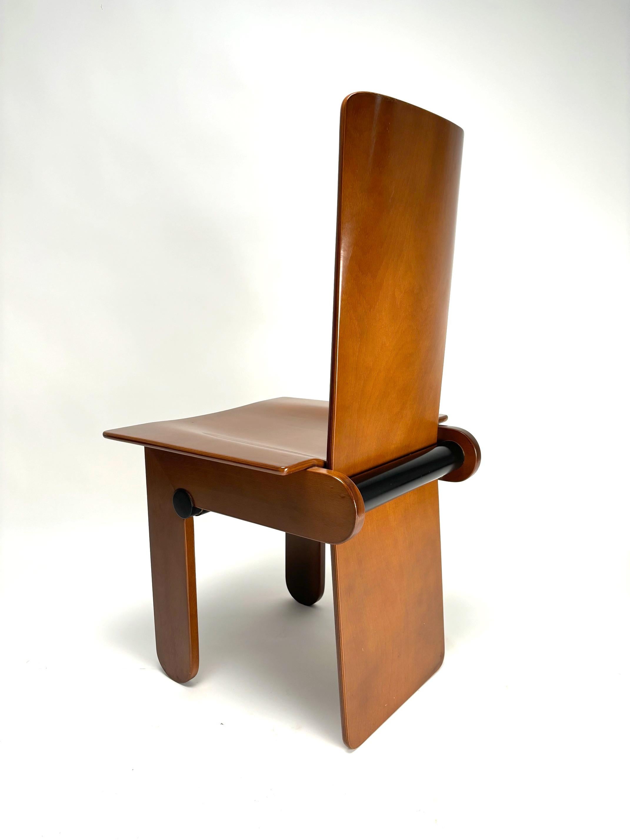 Carlo Scarpa, Set of 6 Wooden Chairs for Gavina, Italy 1970s For Sale 2