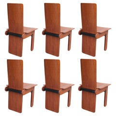Carlo Scarpa, Set of 6 Wooden Chairs for Gavina, Italy 1970s