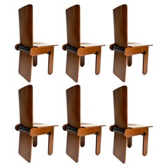 Carlo Scarpa, Set di 6 sedie in legno per Gavina, Italia 1970s