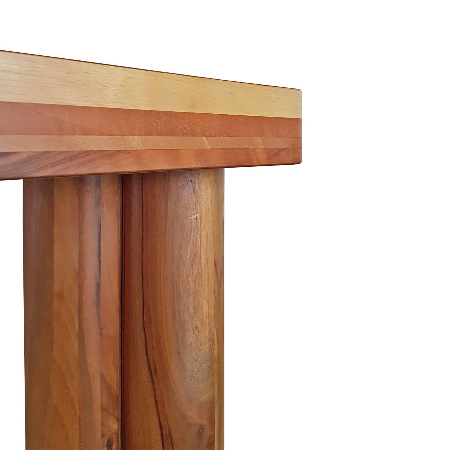 Wood Carlo Scarpa Signed Large Natural Walnut Italian Table, Bernini, circa 1977 For Sale